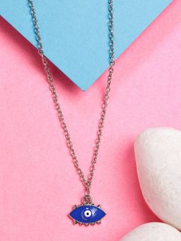 NVR - Womens Silver-Plated Chain with Evil Eye Pendant
