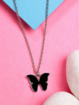 NVR - Womens Silver-Plated Chain with Butterfly Pendant