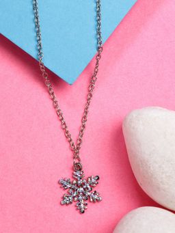 NVR - Womens Silver-Plated Chain with Snowflake Pendant