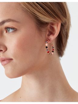 Accessorize London - Womens Multi-Color Amber Small Beaded Hoop Earring