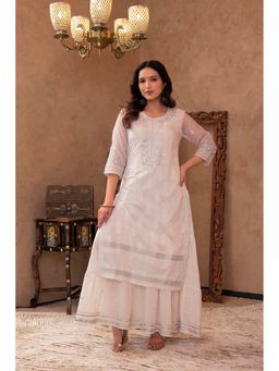 Juniper - White Chanderi Mirror Embroidered Kurta