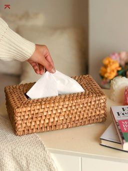 Karighar - Rustic Cane Tissue Holder