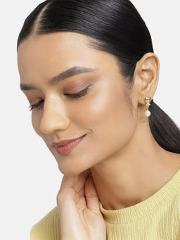 Estele - Gold Plated Attractive Pearl Drop Earrings Combo of 2 with Crystals for Women (Set of 2)