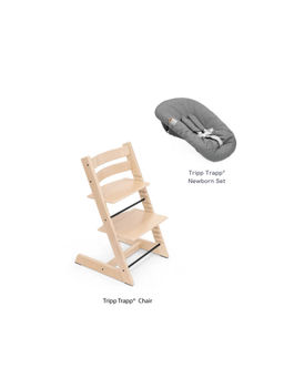 STOKKE - Tripp Trapp Chair + Anthracite Newborn Set Bundle Natural (Set of 3) (0 Months And Above)