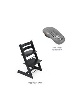 STOKKE - Tripp Trapp Chair + Anthracite Newborn Set Bundle Black (Set of 3) (0 Months And Above)