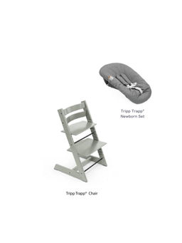 STOKKE - Tripp Trapp Chair + Anthracite Newborn Set Bundle Glacier Green (Set of 3) (0 Months And Above)