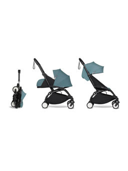 STOKKE - YOYO2 Stroller Black Frame, 6+ Color Pack, 0+ Newborn Pack Newborn version Aqua (Set of 3) (0-4 Years)