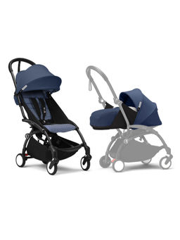 STOKKE - YOYO3 Complete Stroller Black Frame With 6+ & 0+ Air France Blue (Set of 3) (0-4 Years)