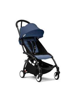 STOKKE - YOYO3 Stroller Black Frame With 6+ Color Pack Air France Blue (Set of 2) (6 Months-4 Years)