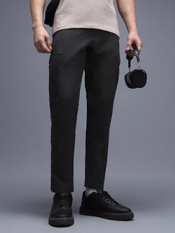 Van Heusen - Black Solid Regular Fit Trouser