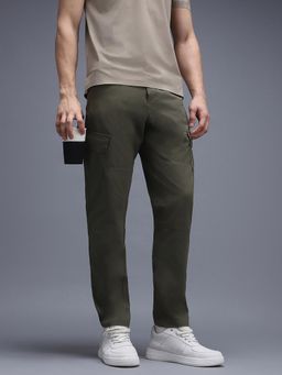Van Heusen - Olive Solid Regular Fit Trouser