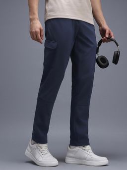 Van Heusen - Navy Blue Solid Casual Trousers