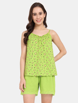 Zivame - Rosaline Mystic Town Knit Cotton Top And Shorts - Titanite (Set of 2)