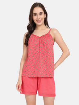 Zivame - Rosaline Mystic Town Knit Cotton Top And Shorts - Bitter Sweet (Set of 2)