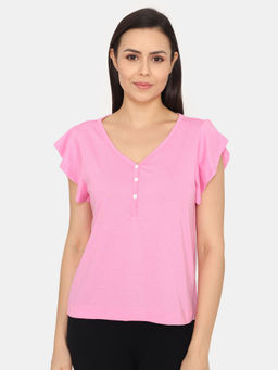 Zivame - Summer Thyme Knit Cotton Top - Begonia Pink