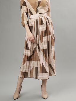 GANT - Women Brown Printed Midi Flared Skirt