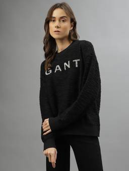 GANT - Women Self Design Round Neck Full Sleeves Sweatshirt