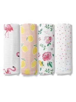 Haus & Kinder - Fin & Fruity Collection Cotton Muslin Swaddle Pack of 4 (100x100 cm)