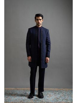 Gargee Designers - Men Navy Blue Bandhgala with Shirt and Pant
