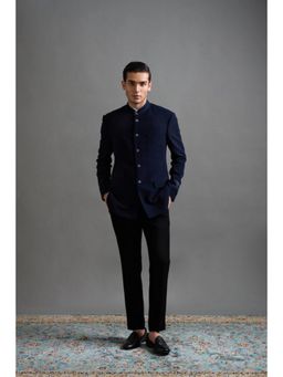 Gargee Designers - Men Navy Blue Bandhgala with Pant