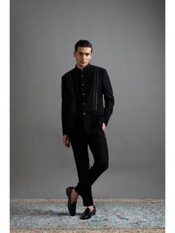 Gargee Designers - Men Black Bandhgala with Pant