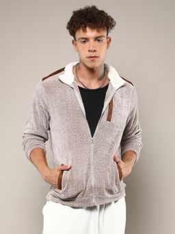 CAHOOT - Men's Purple Zip-Front Cable Knit Jacket