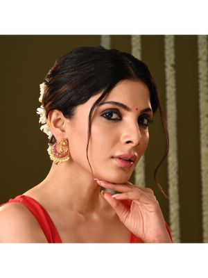 Vriksham Stone Studded With Pearls Chandbali Earrings