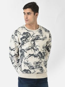 CRIMSOUNE CLUB - Men Cream Sweatshirt With Swirls