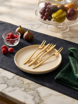 YELONA - Premium Gold Stainless Steel Fruit Fork For Elegant Home Dining Use (Pack of 5)