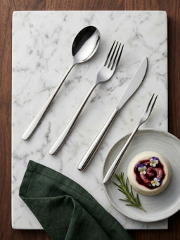 YELONA - Premium Silver 18/10 Stainless Steel Dining Cutlery Set, Mirror Finish (Pack of 4)