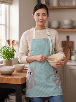 YELONA - Waterproof PVC Kitchen Apron with Hand Wipe Pockets & Adjustable Neck Strap