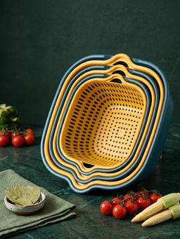 YELONA - Food Strainer & Colander Set - Durable PP Kitchen Draining Basket Kit (Pack of 6)