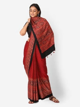 Fabindia - Cupro Modal Ajrakh Print Sari