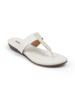 PEPPER - White T-Strap Sandals