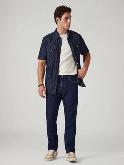 Levi's - Blue Men 513 Mid Rise Slim Straight Fit Cotton Stretch Blend Jeans