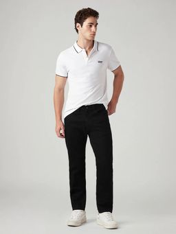 Levi's - Black Men 505 Mid Rise Straight Fit Cotton Stretch Blend Jeans