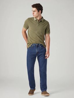 Levi's - Blue Men 505 Mid Rise Straight Fit Cotton Stretch Blend Jeans