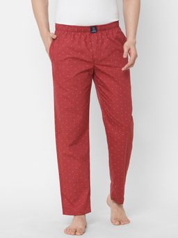 Urban Scottish - Mens Polka Print Woven Cotton Ultra Soft Pyjama With Pockets Maroon