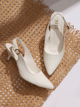Buy GNIST Classy Pointed Nude Kitten Mules Heels (EURO 36) Online