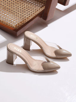 GNIST - Love Pointed Nude Block Mules Heels