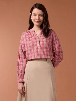 U.S. POLO ASSN. - Blouson Sleeve Checked Top