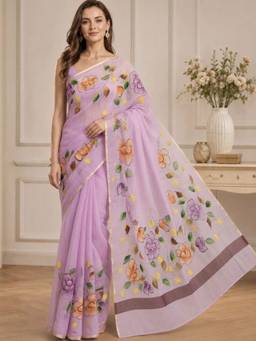 Doria Lifestyle - Lavender Printed Kota Saree
