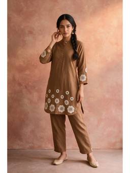 HERITAGE - Camel Brown Khadi Cotton Kurta Co-Ord Set