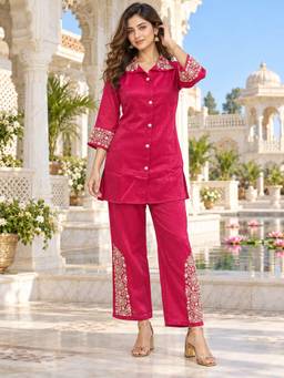 BERRYLICIOUS - Women Pink Embellished Co-Ord Set