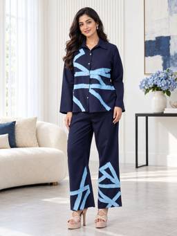 Zolo Label - Navy Blue Denim Patchwork Co-Ord Set