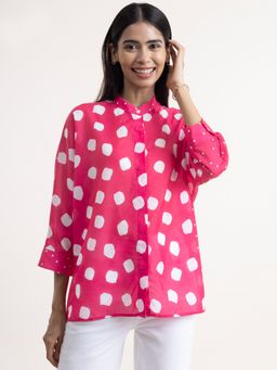 Pink Fort - Dolman Sleeve Polka Play Shirt - Pink