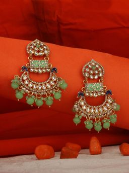 Anika's Creations - Tradtional Ethnic Partywear Gold Plated Stone And Pearl Earring