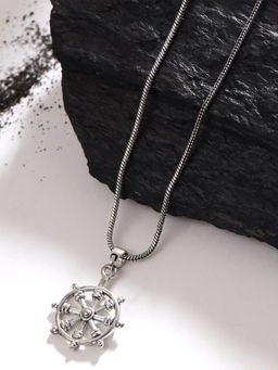 VIRAASI - Silver Plated Helm Pendant with Chain Necklace