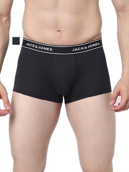 Jack & Jones - Navy Blue & Black Logo Print Trunks