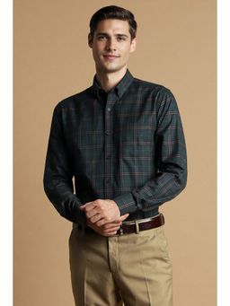 Allen Solly - Men Green Slim Fit Check Full Sleeves Formal Shirt